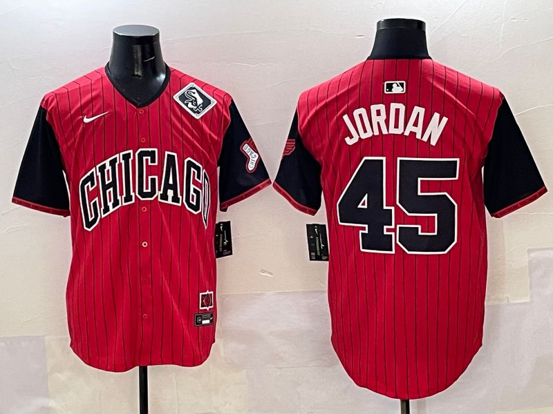 Men Chicago White Sox 45 Jordan Red Stripe Joint Name 2025 Nike MLB Jersey style 7
